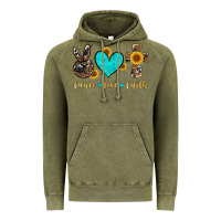 Vintage Olive peace love faith with cros and sunflower Vintage Hoodie - Artiststas