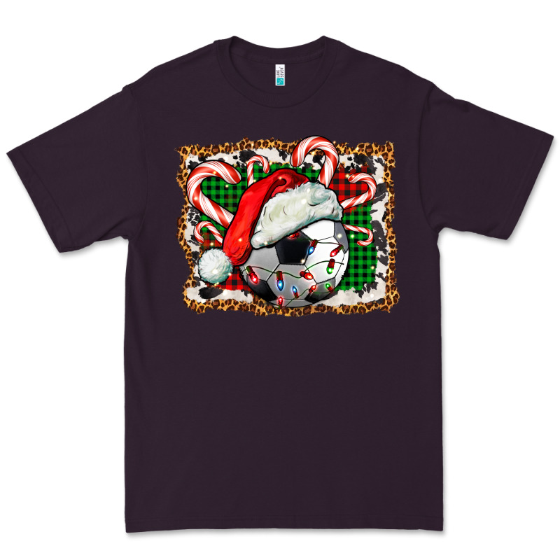 Soccer Ball Christmas With Hat And Candy Cane Premium Tee by FaDigitalArtStudio | Teevron