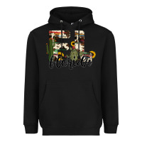 Black florida state cowhide serape cactus Heavyweight Hoodie - RanaPortraitStore