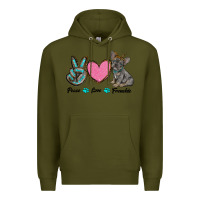 Army Green peace love frenchie Premium Hoodie - RanaPortraitStore