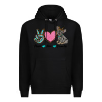 Black peace love frenchie Premium Hoodie - RanaPortraitStore