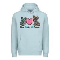 Blue Mist peace love frenchie Premium Hoodie - RanaPortraitStore