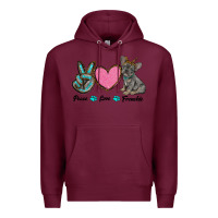 Burgundy peace love frenchie Premium Hoodie - RanaPortraitStore