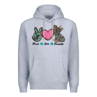 Heather Grey peace love frenchie Premium Hoodie - RanaPortraitStore