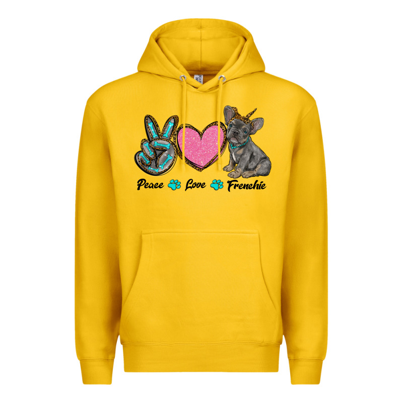 Peace Love Frenchie Premium Hoodie by RanaPortraitStore | Teevron