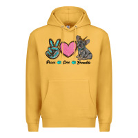 Mustard peace love frenchie Premium Hoodie - RanaPortraitStore