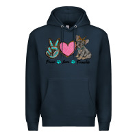 Navy peace love frenchie Premium Hoodie - RanaPortraitStore