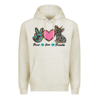 Oatmeal Heather peace love frenchie Premium Hoodie - RanaPortraitStore
