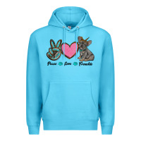 Ocean Blue peace love frenchie Premium Hoodie - RanaPortraitStore