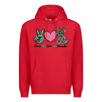 Red peace love frenchie Premium Hoodie - RanaPortraitStore