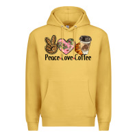 Antique Gold peace love coffee Premium Hoodie - BarkalooDesign