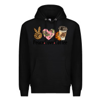 Black peace love coffee Premium Hoodie - BarkalooDesign