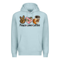 Blue Mist peace love coffee Premium Hoodie - BarkalooDesign