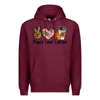 Burgundy peace love coffee Premium Hoodie - BarkalooDesign