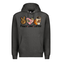 Charcoal Heather peace love coffee Premium Hoodie - BarkalooDesign