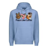 Colony Blue peace love coffee Premium Hoodie - BarkalooDesign