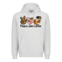 Dove Grey peace love coffee Premium Hoodie - BarkalooDesign