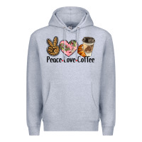 Heather Grey peace love coffee Premium Hoodie - BarkalooDesign