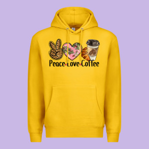 Peace Love Coffee Premium Hoodie Designed By Barkaloodesign