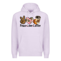 Lilac peace love coffee Premium Hoodie - BarkalooDesign