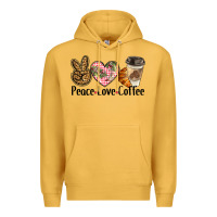 Mustard peace love coffee Premium Hoodie - BarkalooDesign