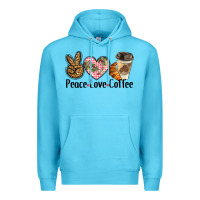 Ocean Blue peace love coffee Premium Hoodie - BarkalooDesign