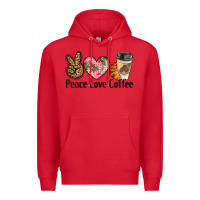 Red peace love coffee Premium Hoodie - BarkalooDesign