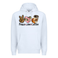 White peace love coffee Premium Hoodie - BarkalooDesign