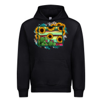 Black Wyoming Map Sunflower Cactus Serape Urban Hoodie - RanaPortraitStore