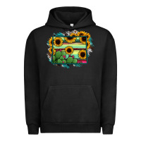 Pigment Black Wyoming Map Sunflower Cactus Serape Urban Hoodie - RanaPortraitStore