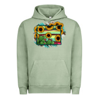 Pigment Oil Green Wyoming Map Sunflower Cactus Serape Urban Hoodie - RanaPortraitStore