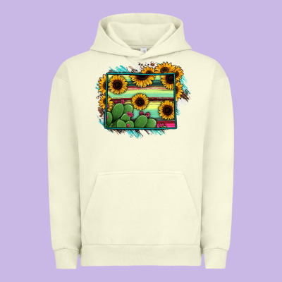 Wyoming Map Sunflower Cactus Serape Urban Hoodie Designed By Ranaportraitstore