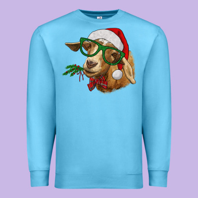 Christmas Goat Premium Sweatshirt Designed By Ranaportraitstore