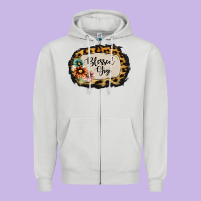 Blessed Gigi Zipper Hoodie Designed By Jasminsmagicworld