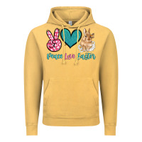 Vintage Mustard peace love easter with bunny and butterfly Vintage Hoodie - Artiststas