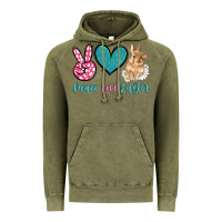 Vintage Olive peace love easter with bunny and butterfly Vintage Hoodie - Artiststas