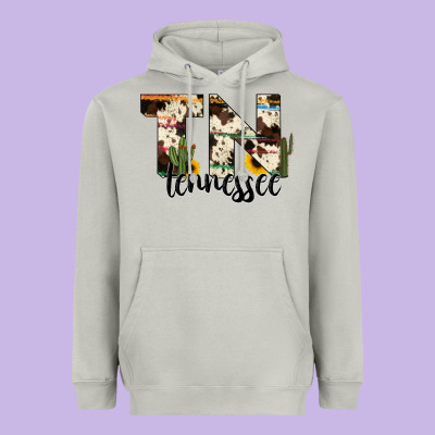 Tenesse State Cowhide Serape Cactus Heavyweight Hoodie Designed By Ranaportraitstore