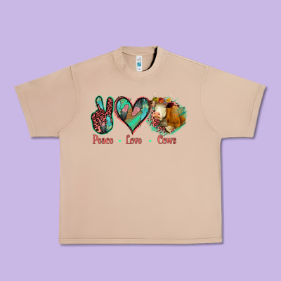 Peace Love Cows Urban Heavy Tee Designed By Jasminsmagicworld