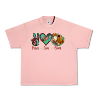 Salmon Peace Love Cows Urban Heavy Tee - Jasminsmagicworld