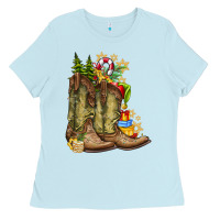 Baby Blue Christmas Boots Ladies Tee - CowhideDigitalArt