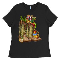 Black Christmas Boots Ladies Tee - CowhideDigitalArt