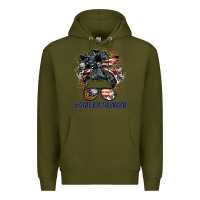Army Green americanmom messy bun Premium Hoodie - BarkalooDesign
