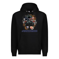Black americanmom messy bun Premium Hoodie - BarkalooDesign