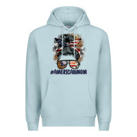 Blue Mist americanmom messy bun Premium Hoodie - BarkalooDesign