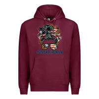 Burgundy americanmom messy bun Premium Hoodie - BarkalooDesign