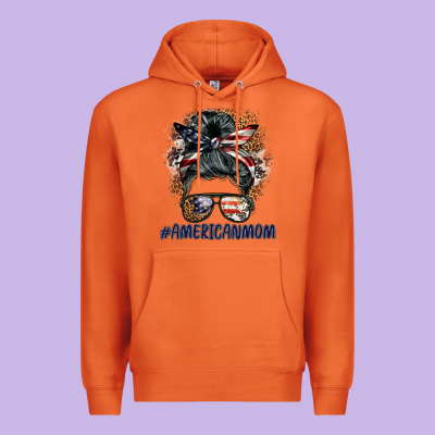Americanmom Messy Bun Premium Hoodie Designed By Barkaloodesign