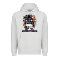 Dove Grey americanmom messy bun Premium Hoodie - BarkalooDesign