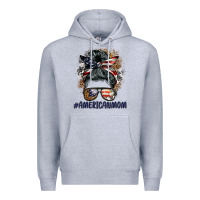 Heather Grey americanmom messy bun Premium Hoodie - BarkalooDesign
