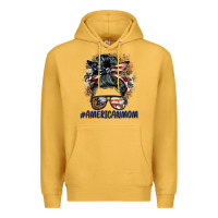 Mustard americanmom messy bun Premium Hoodie - BarkalooDesign