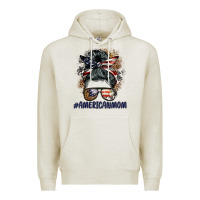 Oatmeal Heather americanmom messy bun Premium Hoodie - BarkalooDesign